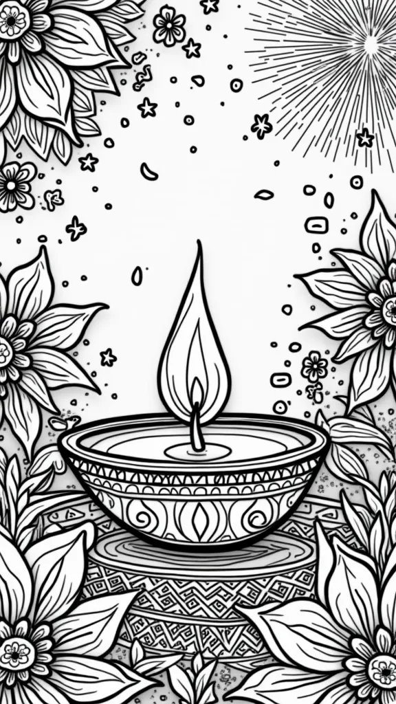 coloriage diwali imprimable